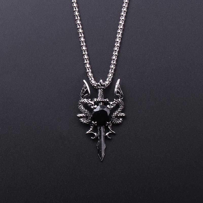 Men'S Accessories Jewelry - قلادة صليب بحجر أسود على شكل