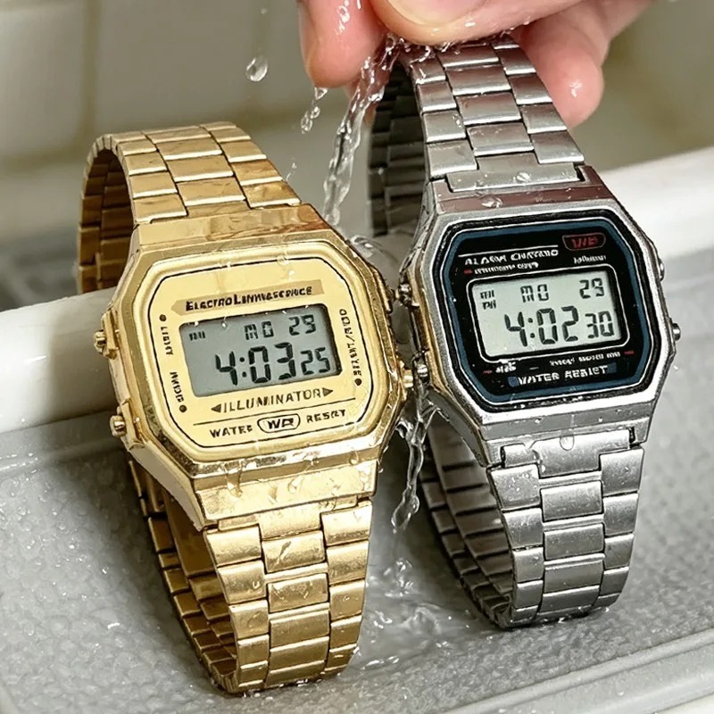 ساعات فاخرة F91W بحزام فولاذي، - مراجعة Men'S Accessories Display وسعره